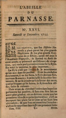 L' Abeille du Parnasse Samstag 29. Dezember 1753