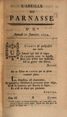 L' Abeille du Parnasse Samstag 12. Januar 1754