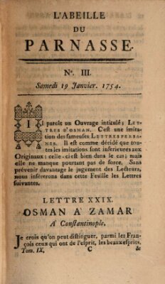 L' Abeille du Parnasse Samstag 19. Januar 1754