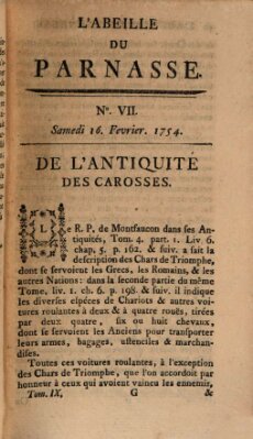 L' Abeille du Parnasse Samstag 16. Februar 1754