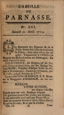 L' Abeille du Parnasse Samstag 20. April 1754