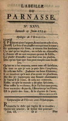 L' Abeille du Parnasse Samstag 29. Juni 1754