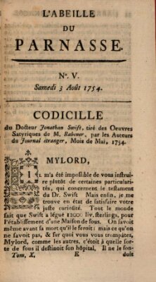 L' Abeille du Parnasse Samstag 3. August 1754