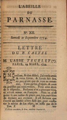 L' Abeille du Parnasse Samstag 21. September 1754