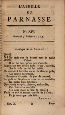 L' Abeille du Parnasse Samstag 5. Oktober 1754