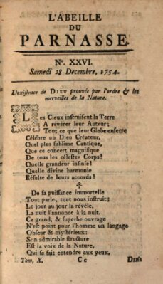 L' Abeille du Parnasse Samstag 28. Dezember 1754