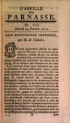 L' Abeille du Parnasse Samstag 14. Februar 1750