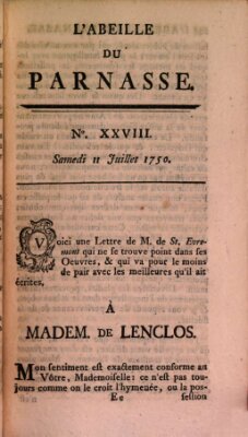 L' Abeille du Parnasse Samstag 11. Juli 1750