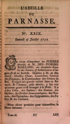 L' Abeille du Parnasse Samstag 18. Juli 1750