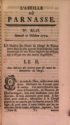 L' Abeille du Parnasse Samstag 17. Oktober 1750