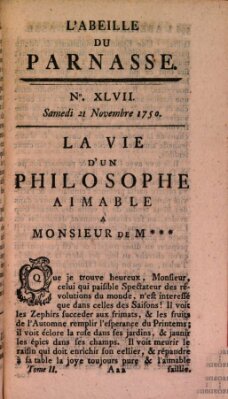 L' Abeille du Parnasse Samstag 21. November 1750