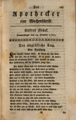 Der Apothecker Donnerstag 14. Oktober 1762