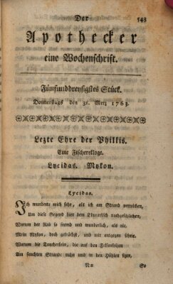 Der Apothecker Donnerstag 31. März 1763