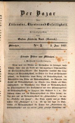 Der Bazar für Kunst, Literatur, Theater und Geselligkeit Montag 2. Januar 1837