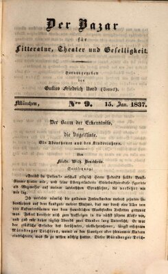 Der Bazar für Kunst, Literatur, Theater und Geselligkeit Sonntag 15. Januar 1837