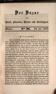 Der Bazar für Kunst, Literatur, Theater und Geselligkeit Freitag 24. Februar 1837