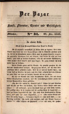 Der Bazar für Kunst, Literatur, Theater und Geselligkeit Montag 27. Februar 1837