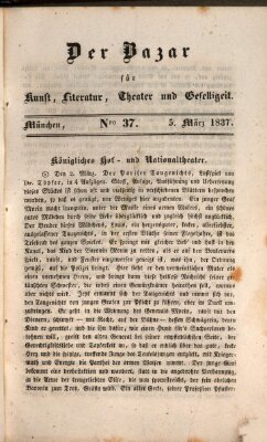 Der Bazar für Kunst, Literatur, Theater und Geselligkeit Sonntag 5. März 1837