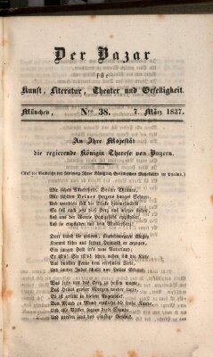 Der Bazar für Kunst, Literatur, Theater und Geselligkeit Dienstag 7. März 1837