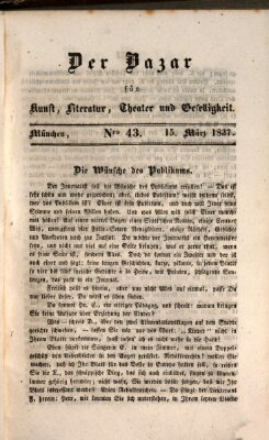 Der Bazar für Kunst, Literatur, Theater und Geselligkeit Mittwoch 15. März 1837