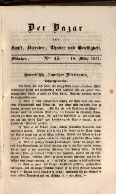 Der Bazar für Kunst, Literatur, Theater und Geselligkeit Sonntag 19. März 1837