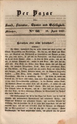 Der Bazar für Kunst, Literatur, Theater und Geselligkeit Sonntag 16. April 1837