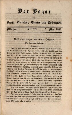 Der Bazar für Kunst, Literatur, Theater und Geselligkeit Sonntag 7. Mai 1837