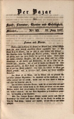 Der Bazar für Kunst, Literatur, Theater und Geselligkeit Sonntag 18. Juni 1837