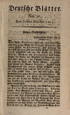 Deutsche Blätter Freitag 22. Oktober 1813