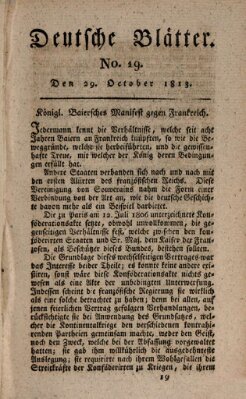 Deutsche Blätter Freitag 29. Oktober 1813