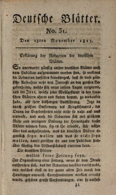 Deutsche Blätter Samstag 13. November 1813