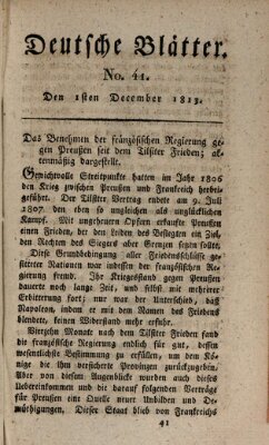 Deutsche Blätter Mittwoch 1. Dezember 1813