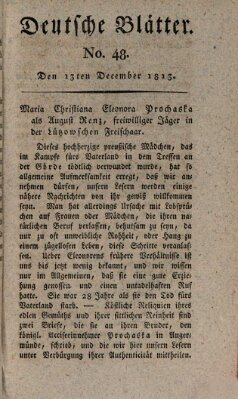 Deutsche Blätter Montag 13. Dezember 1813