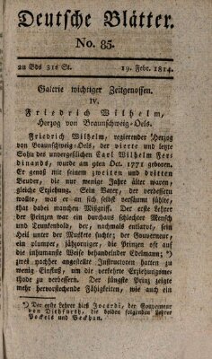 Deutsche Blätter Samstag 19. Februar 1814