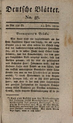 Deutsche Blätter Mittwoch 23. Februar 1814