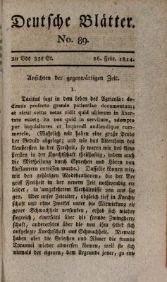 Deutsche Blätter Samstag 26. Februar 1814