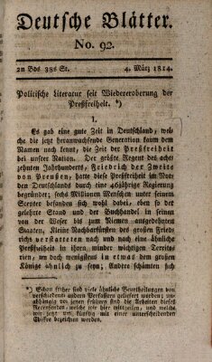 Deutsche Blätter Freitag 4. März 1814