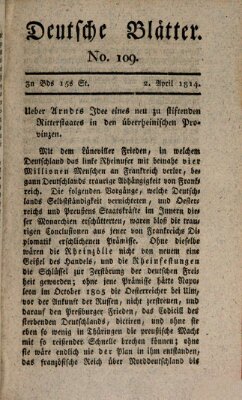 Deutsche Blätter Samstag 2. April 1814