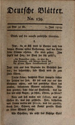 Deutsche Blätter Donnerstag 2. Juni 1814