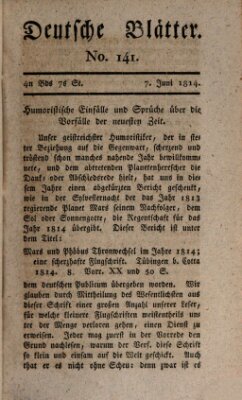 Deutsche Blätter Dienstag 7. Juni 1814