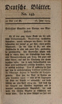 Deutsche Blätter Donnerstag 16. Juni 1814