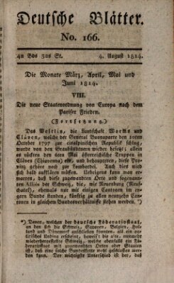 Deutsche Blätter Donnerstag 4. August 1814