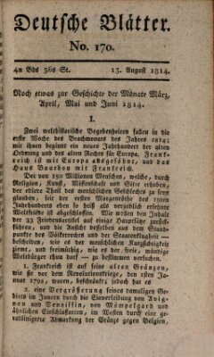 Deutsche Blätter Samstag 13. August 1814