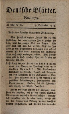 Deutsche Blätter Samstag 3. September 1814