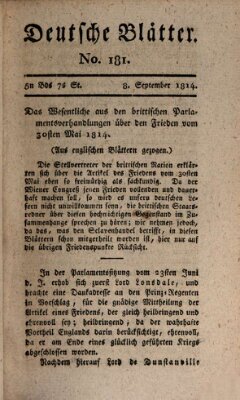 Deutsche Blätter Donnerstag 8. September 1814