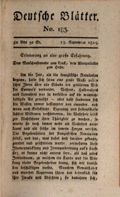 Deutsche Blätter Dienstag 13. September 1814