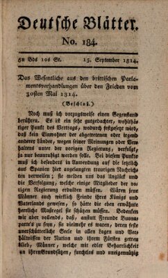 Deutsche Blätter Donnerstag 15. September 1814