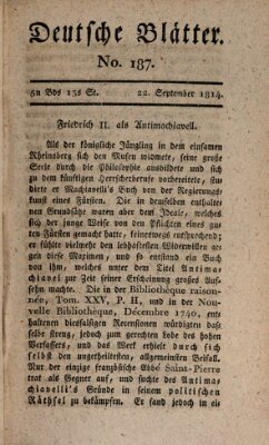 Deutsche Blätter Donnerstag 22. September 1814