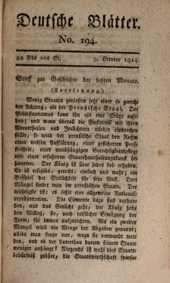 Deutsche Blätter Samstag 8. Oktober 1814