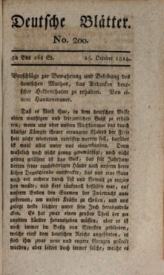 Deutsche Blätter Dienstag 25. Oktober 1814